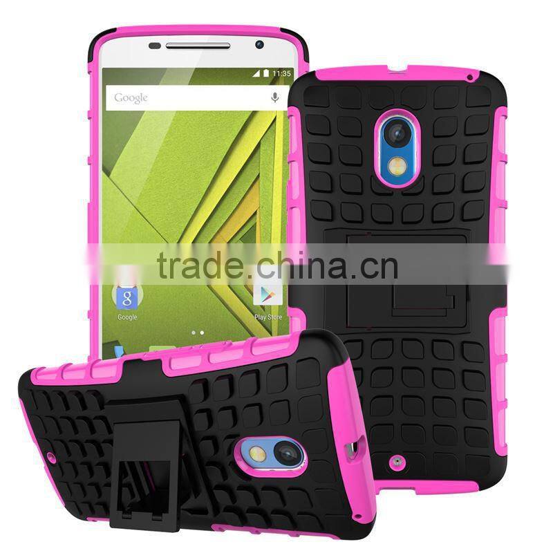 Hot! New! 2 in 1 Dual Slim Armor TPU&PC kickstand phone case for moto x play made in china