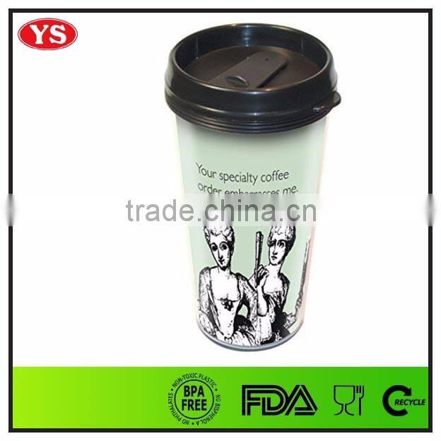16oz bpa free double wall plastic changeable insert coffee cups