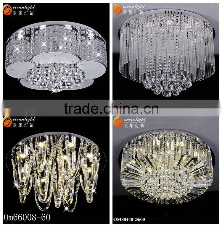 Best K9 crystal iron base material chrome finshed chandelier ceiling lamp for bedroom decor om88553