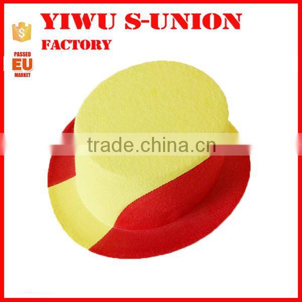 Decorative coloured red yellow red flag fans magic round felt fiesta party top hats