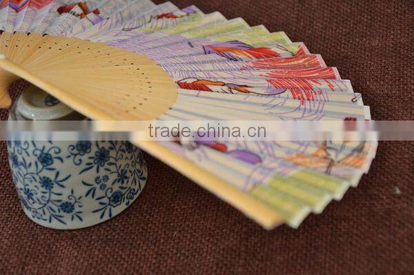 2014 Hot Sales Feather Women Bamboo Folding Fan Wholesale ZTMZ-F006