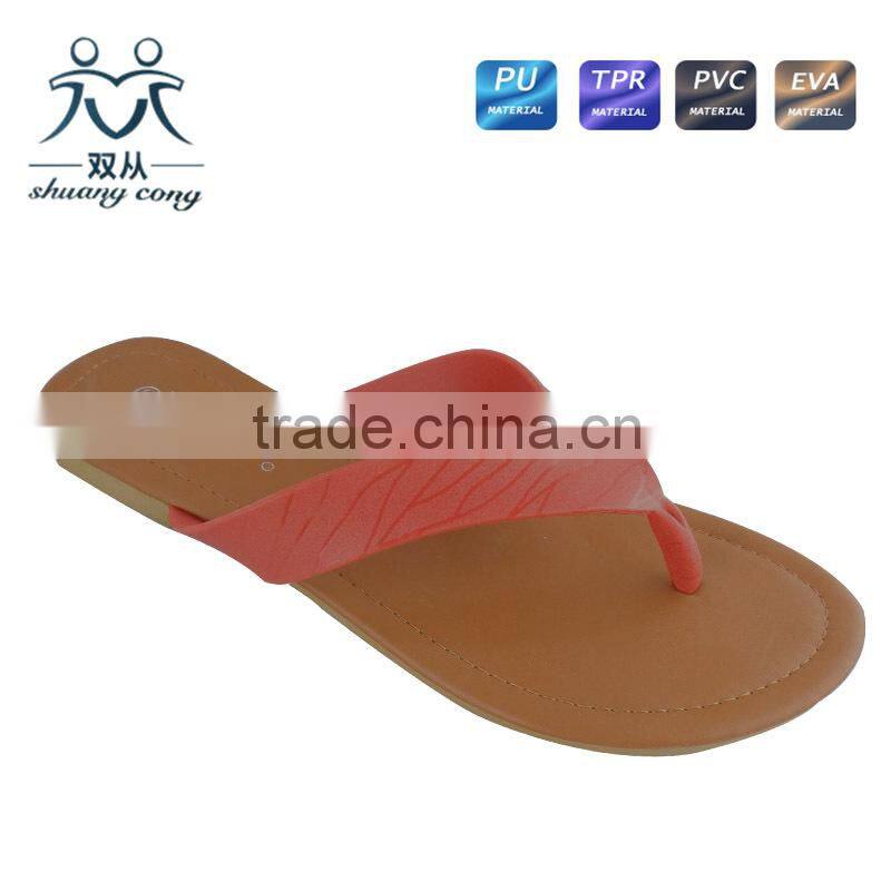 2016 newest style PU lining colorful women flip flop slipper for beach