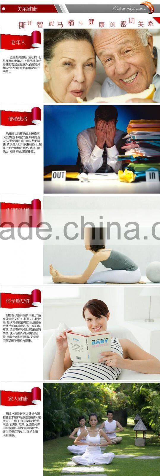 Hot sales modern design sensor seat smart toilet6103