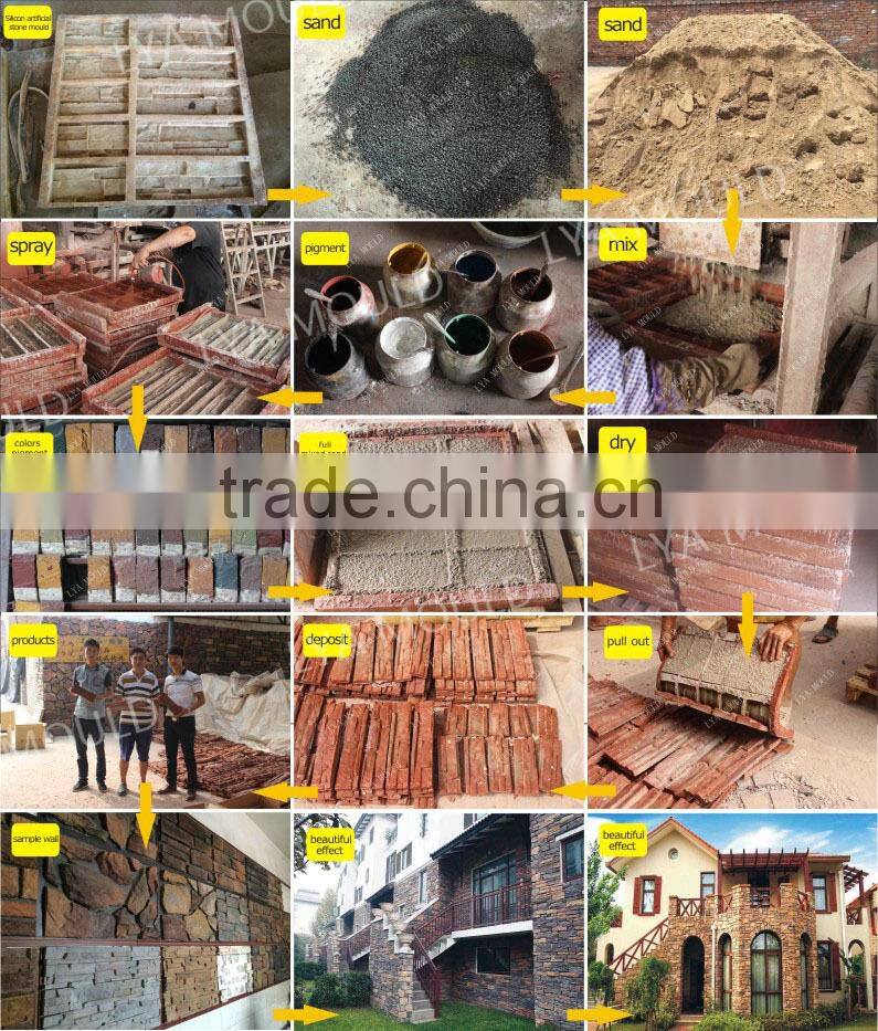 100% silicon raw material artificial stone molds for making wall artificial stone
