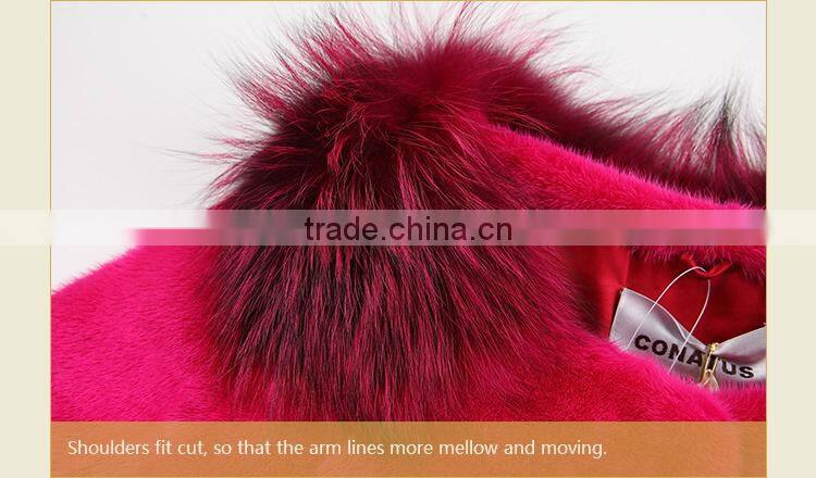 shenzhen OEM light pink women short mink fur coat for wholesale