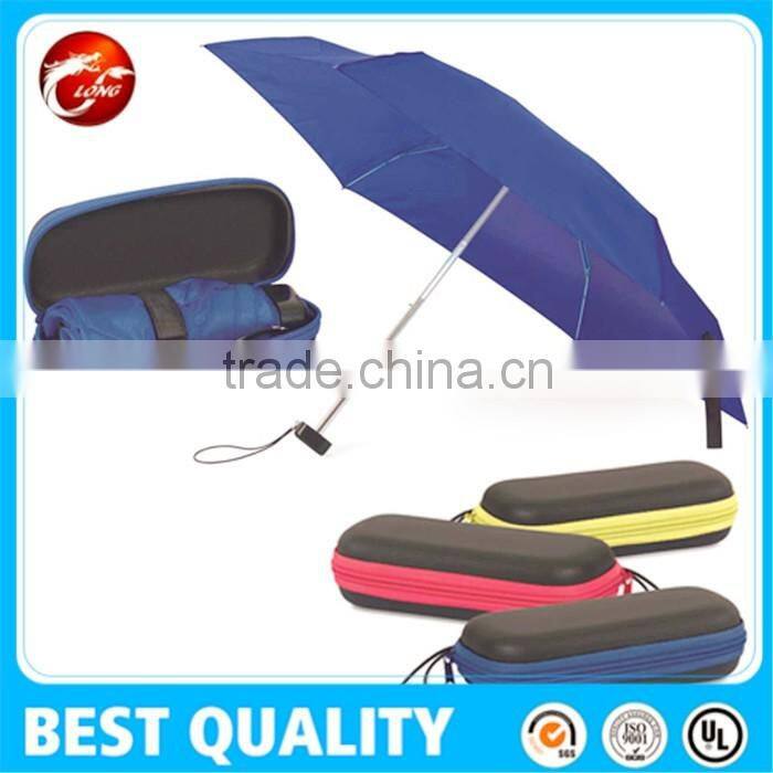 aluminum case umbrella with zipper,5 fold umbrella with EVA case