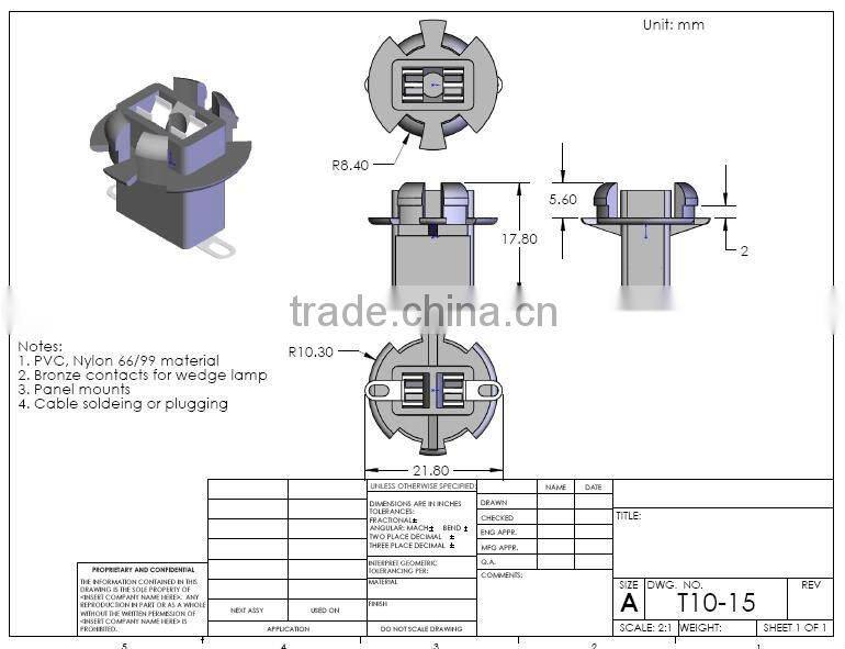 LED Lamp Wedge Holder T10-15