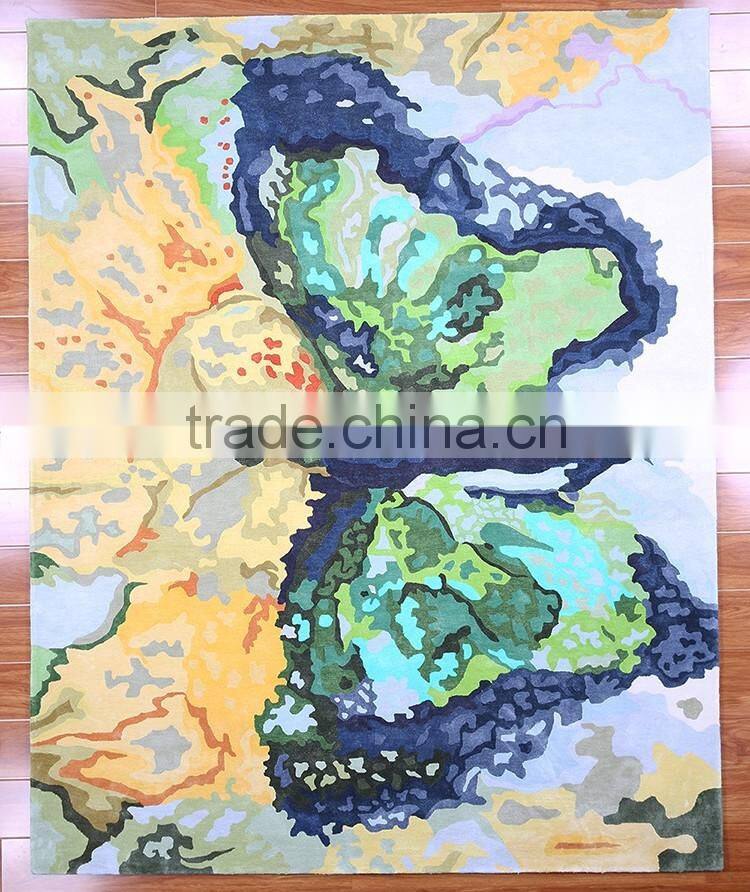 wholesale hand tufted shinny silk or viscose butterfly carpet and rugs