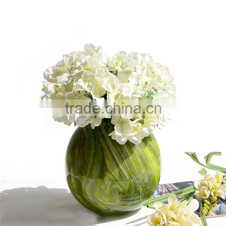 Fashion design handmade wood grain pattern decorative circular glass vase