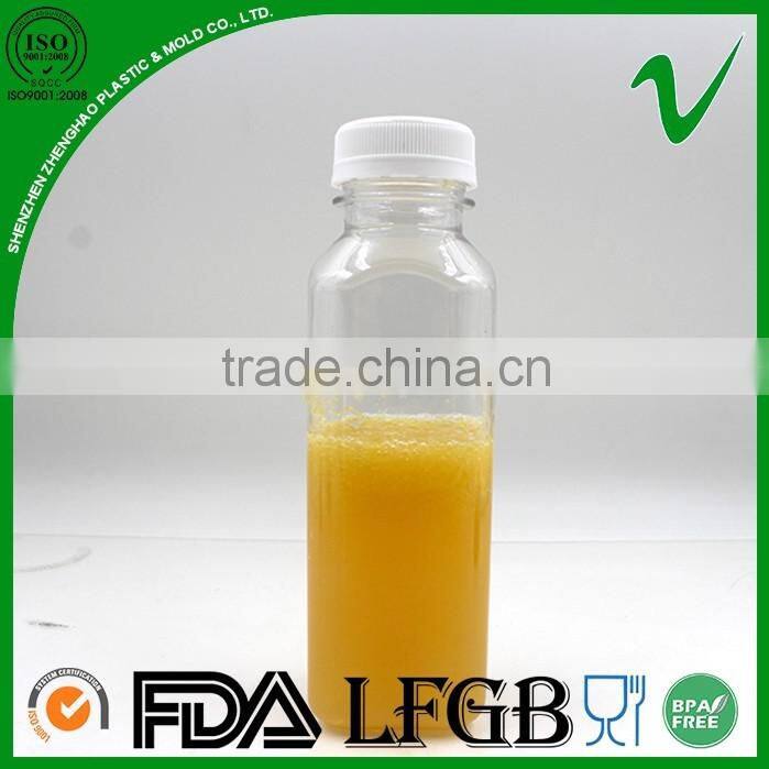 PET clear square 325ml plastic bottle for beverage