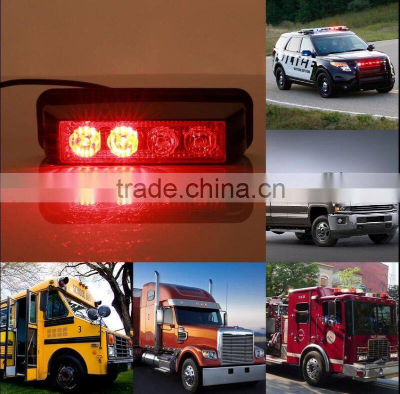 Universal 4 LED White&Yellow Strobe High Power Flasher Lights Car Truck Warning Caution Emergency Construction Strobe Light