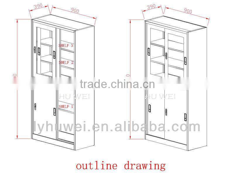 KD structure sliding glass door steel file handles cabinet