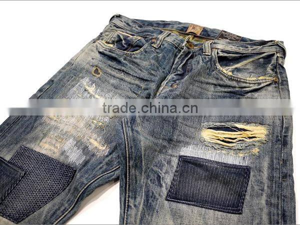 High quality heavy wash ripped jeans wholesale destroyed jean american wholesale jeans (LOTM258)