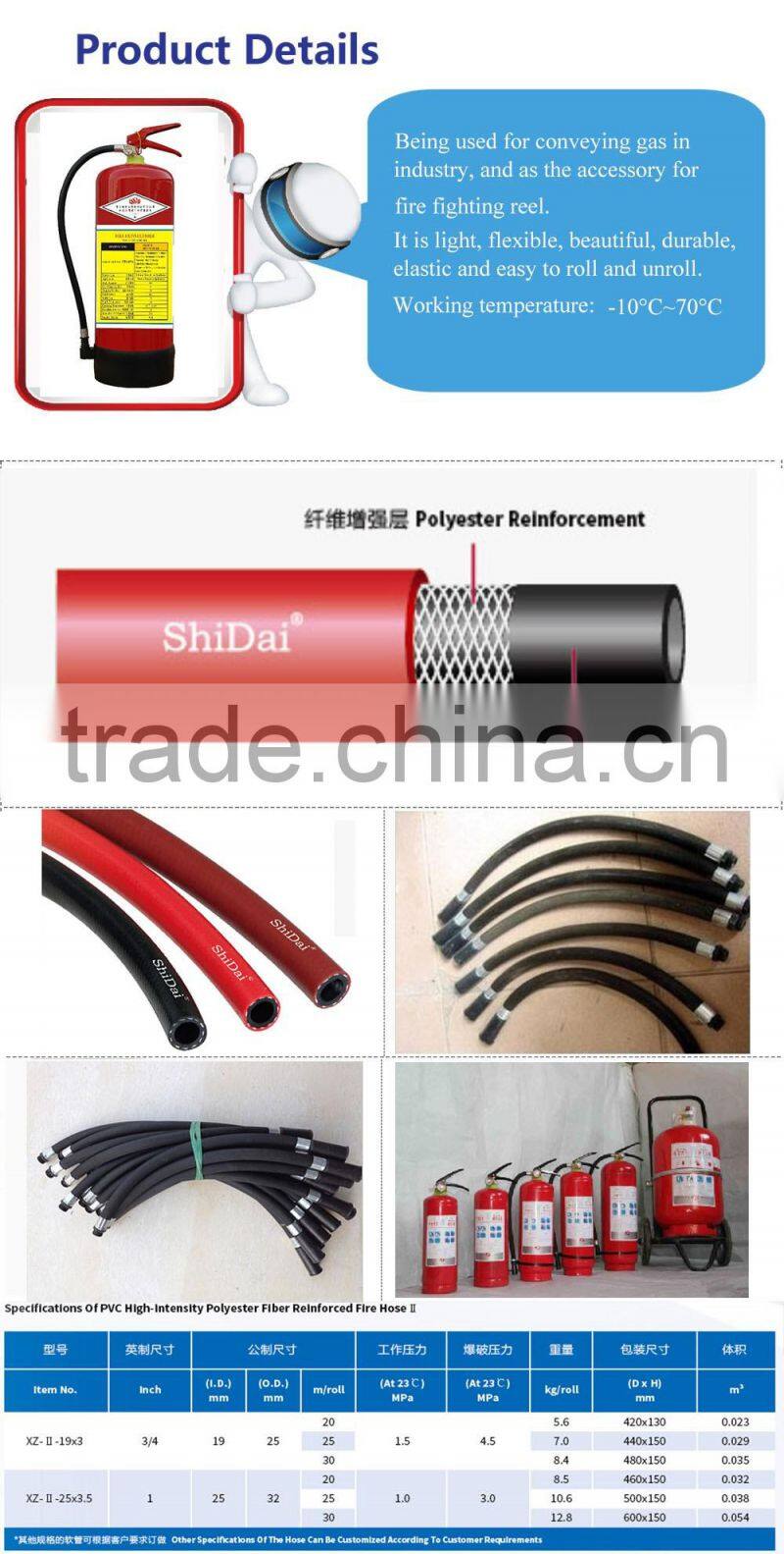 CCS SOLAS approved fire fighting pvc lining fire hose