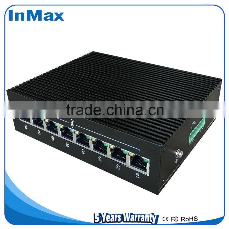 Wholesale Unmanaged PoE 8 ports Full gigabit Industrial network Switch for IP camera P508A