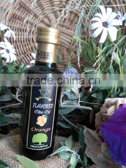 High Quality Flavored Olive Oil. Orange Infused Olive Oil. 100% Olive Oil with Orange in Glass Bottle 250 ml.
