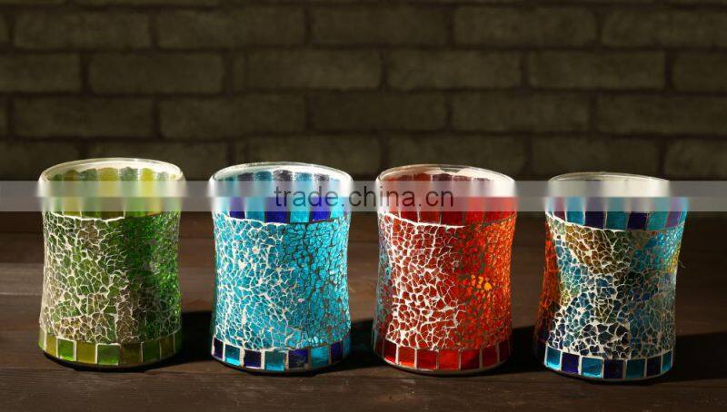 Glass jar Mosaic decor colored Glass Candleholder glass bottle