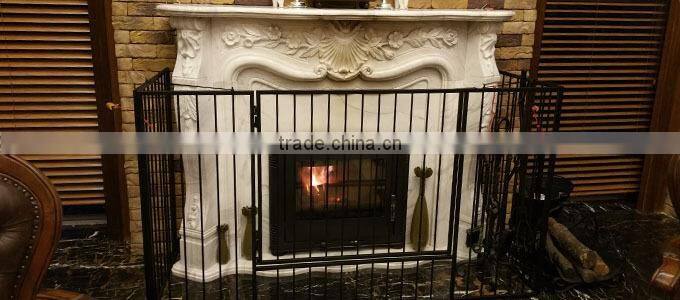 New design 3 panels morden folding fire screen with black powder coating FS47B#
