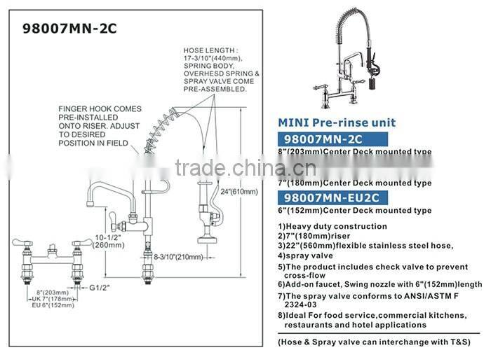 High quality Mini Pre-rinse Unit faucet restaurant