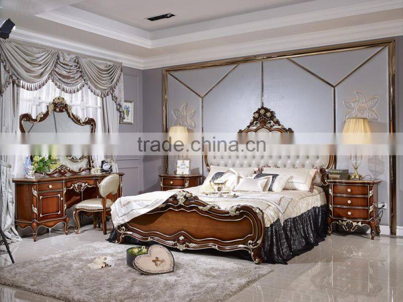 Italian Wood Bedroom Furniture Set, Luxury Royal Bed Room Furniture