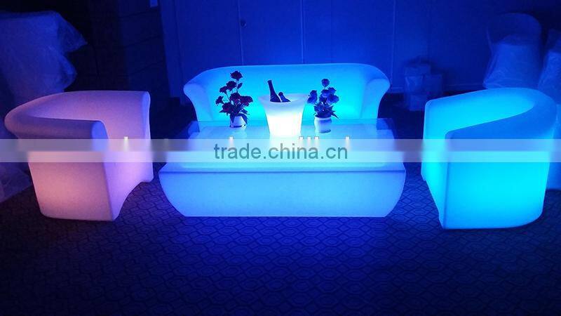 PE LED modern sofa furniture / night club plastic sofa set/ glow led sofa