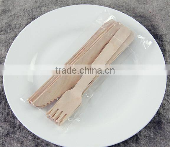 Cheap Food- grade Biodegradable Birch Wood Cutlery Disposable wood spoon knife and fork