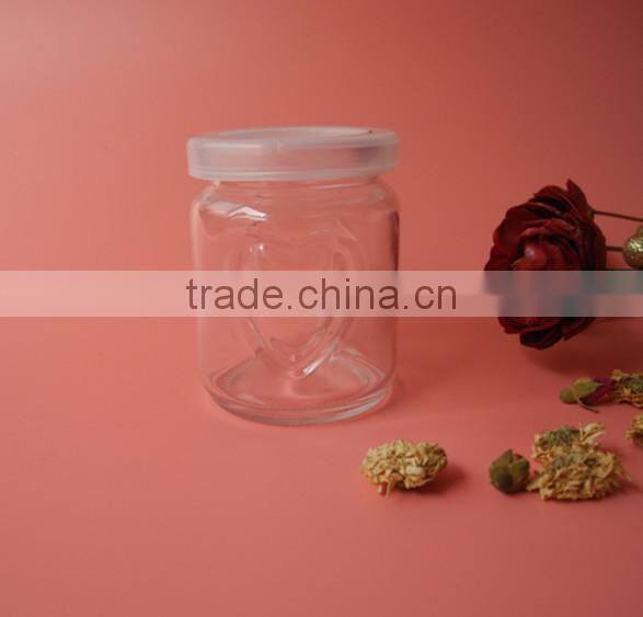 concise table use heart belief glass jam jar with lid