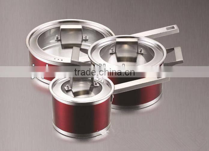 Double ear capsuled bottom stainless steel cookware cooking pot