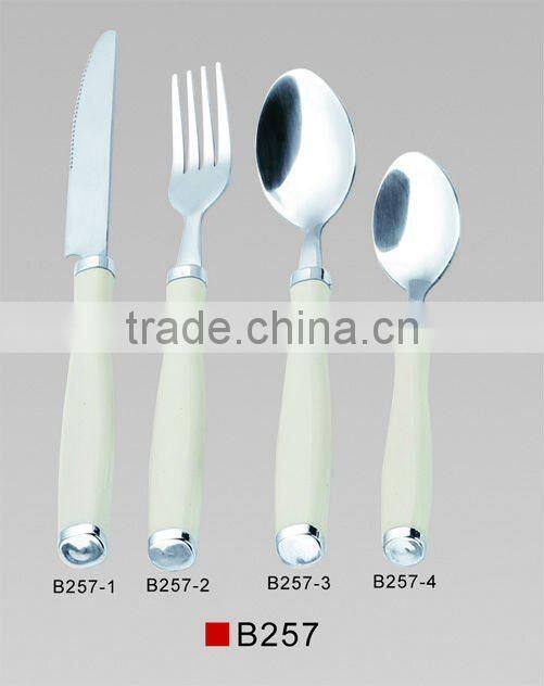 stainless steel colored plastic handle cutlery set, tableware set