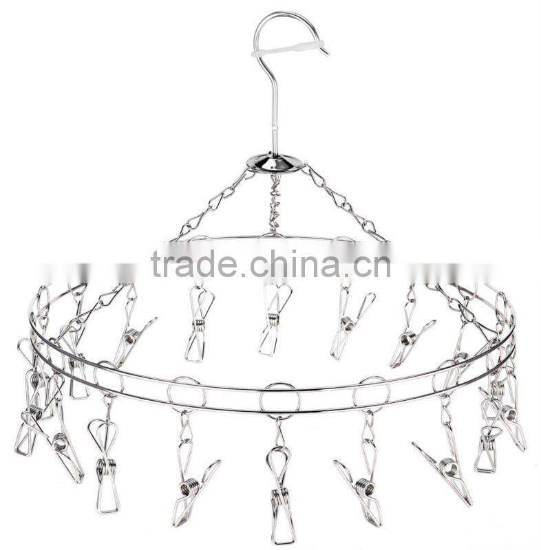 Stainless steel metal clothes hanger socks hanger folding drying rack hanger