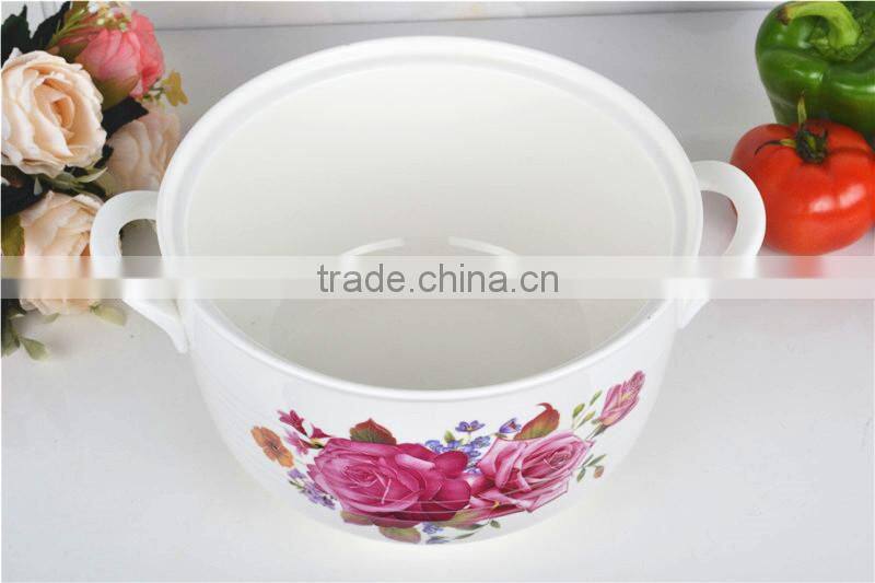 8" ceramic cookware pot safe for microwave with glass lid