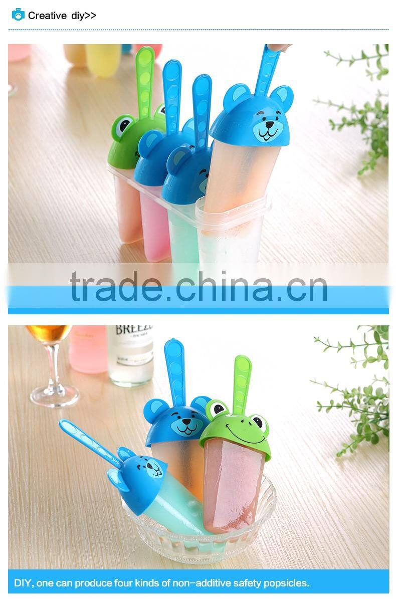 4 set Diy cartoon style plastic ice cream mold and juice mould with print logo