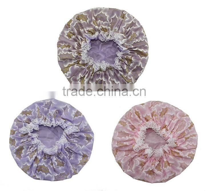 double-deck waterproof nylon mesh Shower Cap Makeup cap