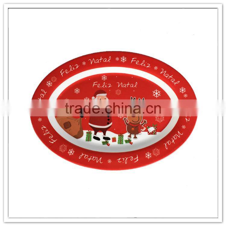 Popular cheap price food safety melamine kids oval christmas dinner plate