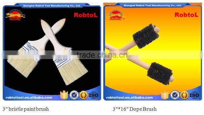 4" wall paint brush wood handle natural synthetic bristle blend filament