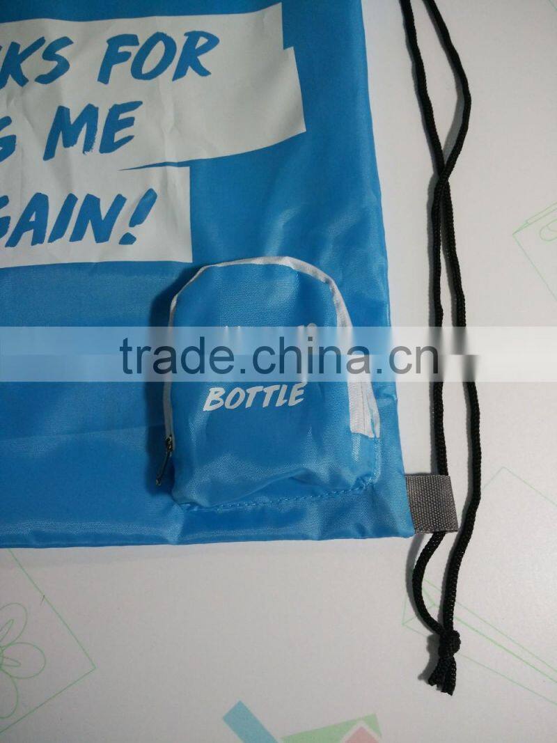 100% Promotional Cinch Pack rpet cinch sports bag with logo printing on the bag and the pouch