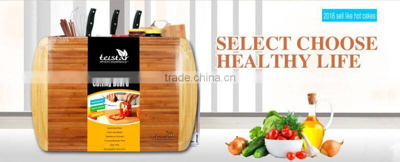 Beautiful Large 100% Organic Bamboo Cutting Board: Wood 18x12 w / Juice Groove. Knife & Eco-friendly!