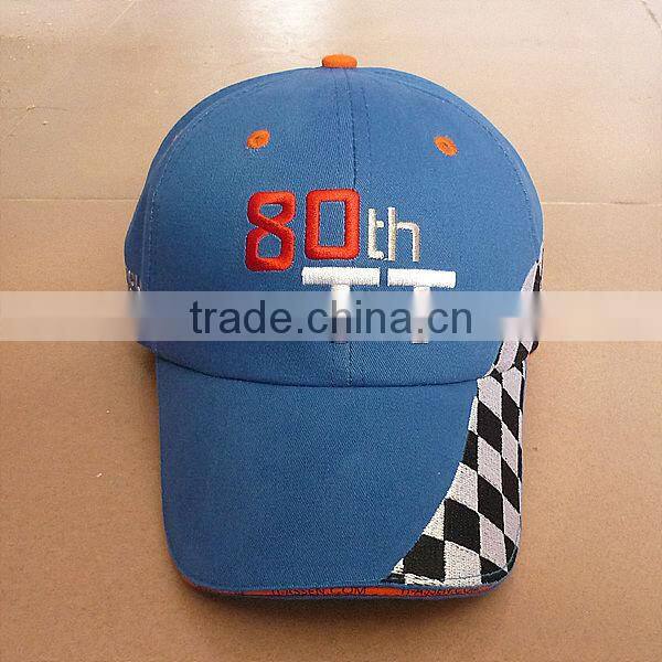 2016 personal design cotton embroidery promotional racing cap