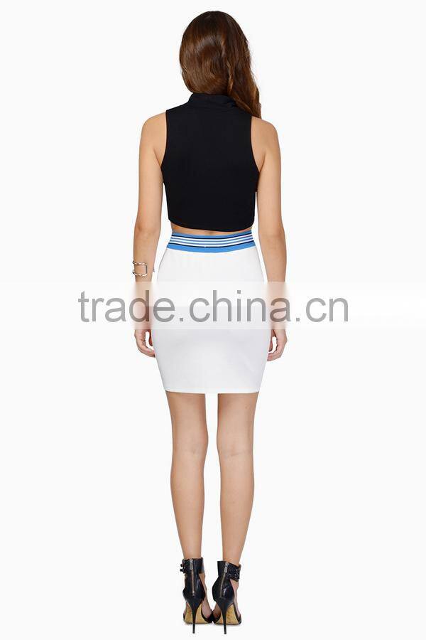 pinstripe wasit front zipper short white tight heritage skirts