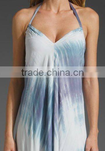 12DR036 2012 Summer New Design Casual 100%Ralon Sexi Printed Maxi Dresses