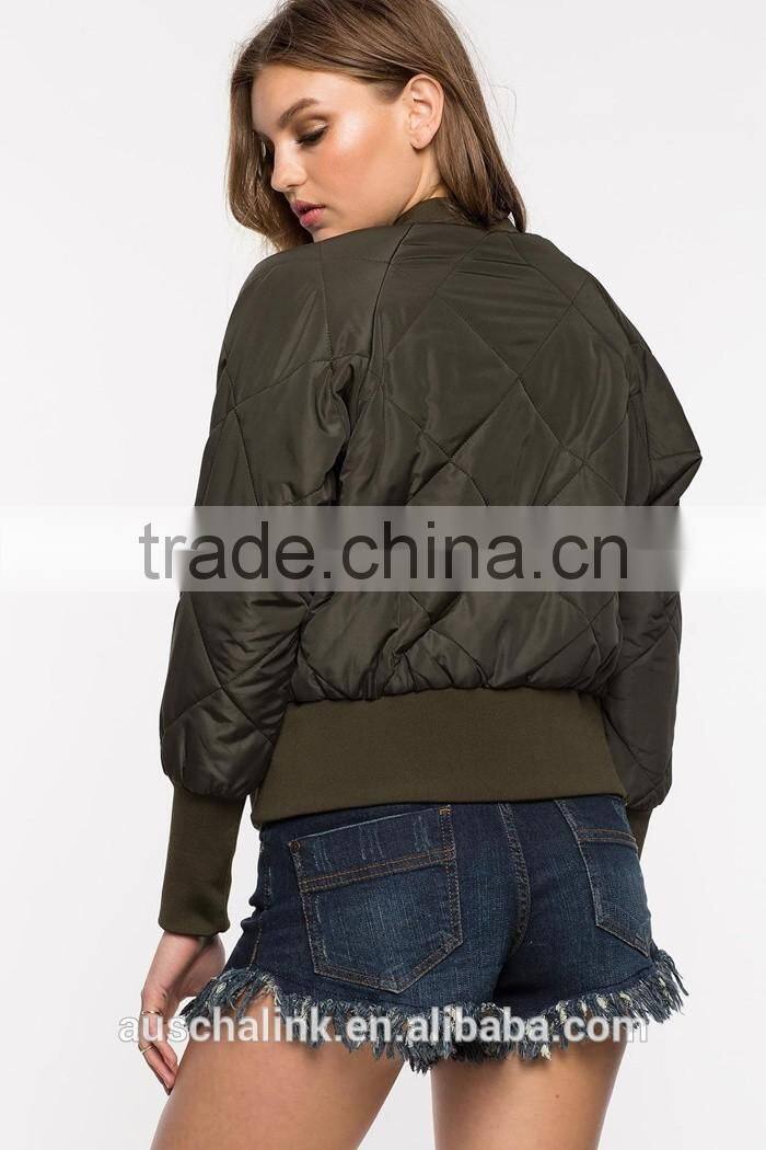 2016 outdoor custom lady quilted bomber jacket