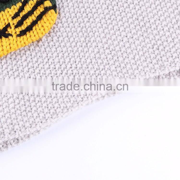 YAKUYIYI Girl Grey Short Sleeve Kitten Pocket Long Sweater