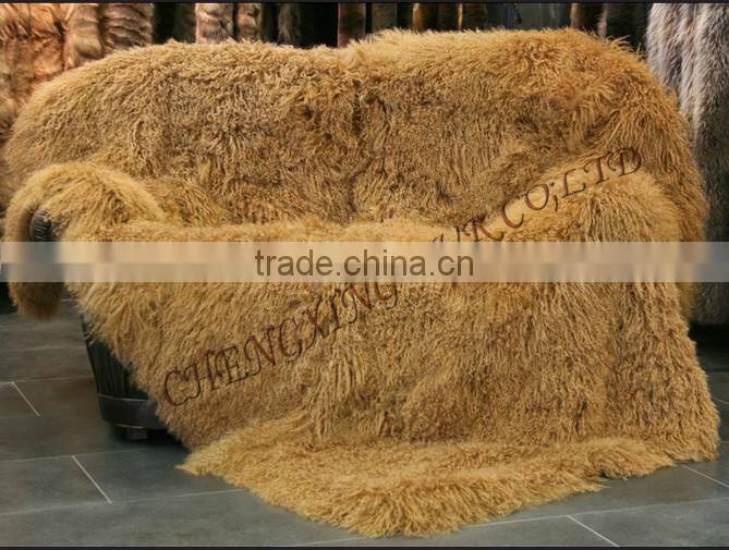 CX-D-23D 2016 New Winter Genuine Mongolian Lamb Fur Blanket Fur Rugs