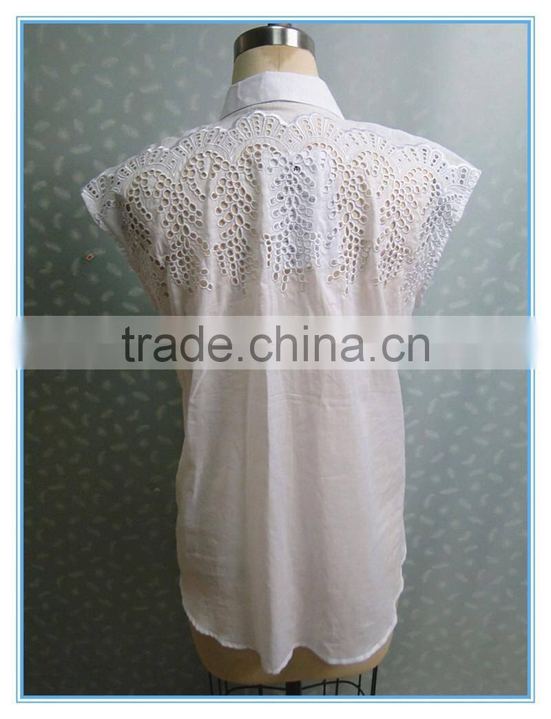 2016White Cotton Hollow Out Women Vest