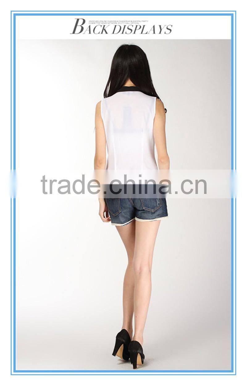 2016 Wholesale Ladies Plain White Girls Fancy Top