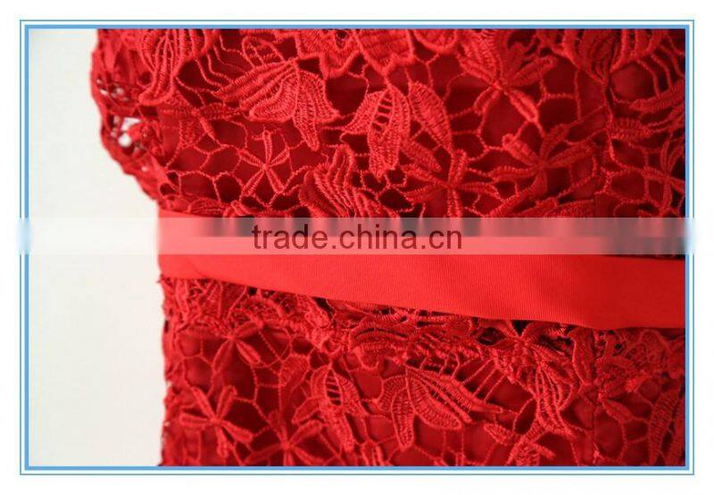 Latest Red Embroidery Lace Suit Dress For Women Wedding