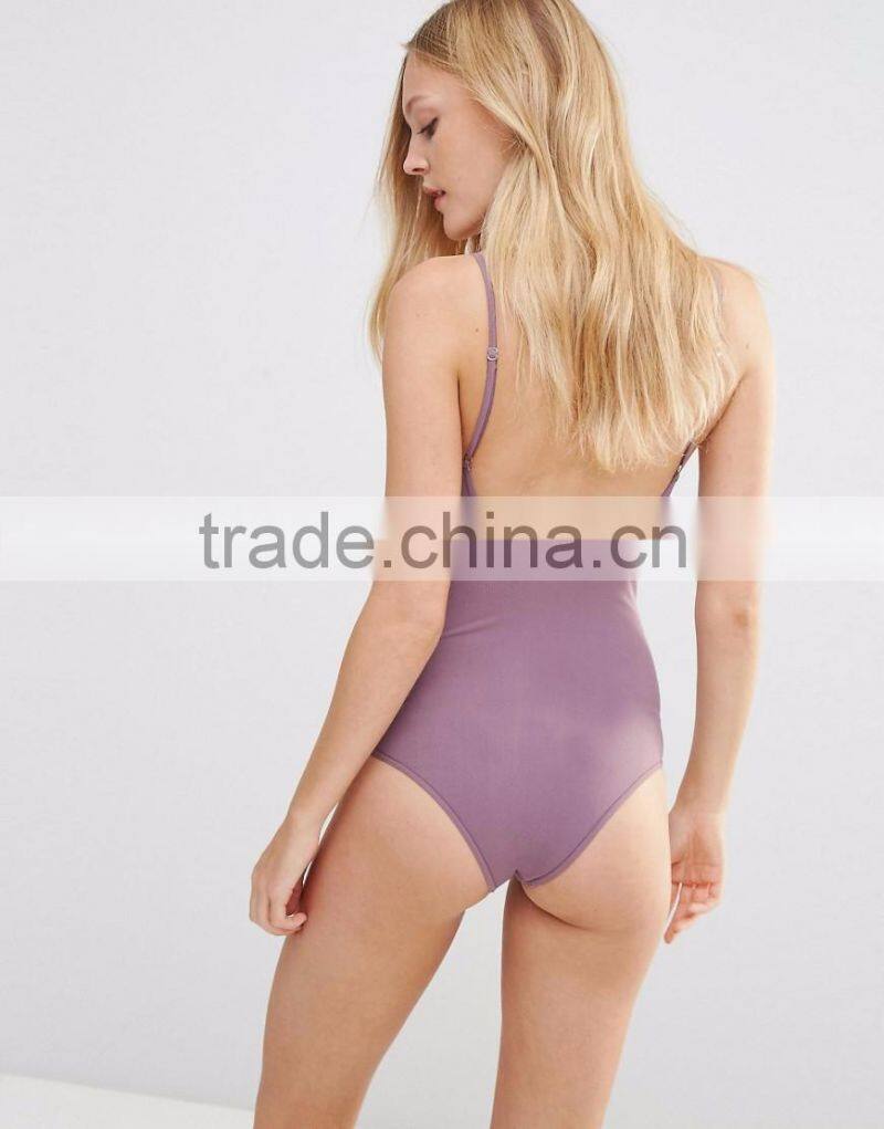 Hot Summer Sexy Women Cut Out Back Halter Bodysuit Plain Style Silm Fit Playsuit Custom Design One Piece Jumpsuit