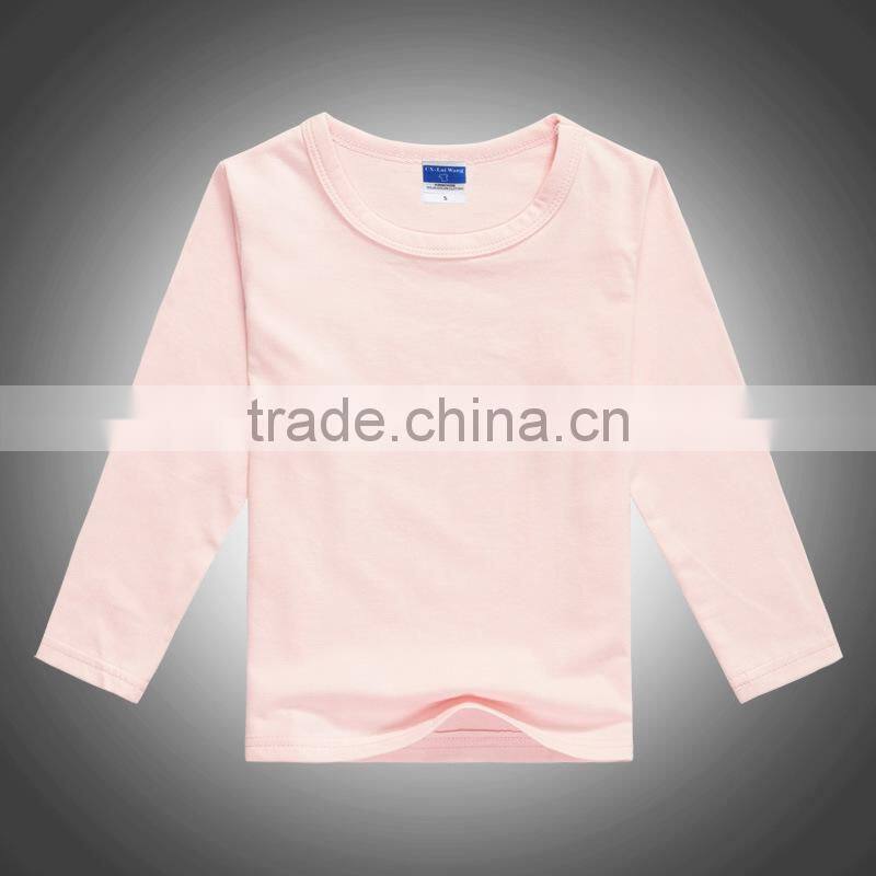 High quality cotton long sleeve kids tshirt wholesale baby clothes plain t shirt for kids