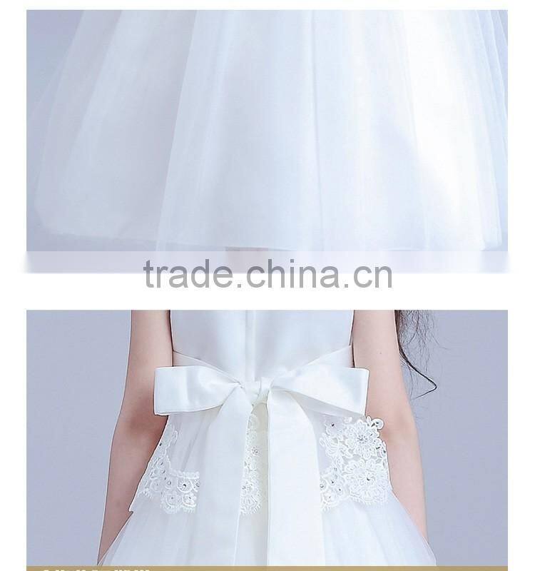 2017 bulk sale White embroidery dress long flower girl dresses