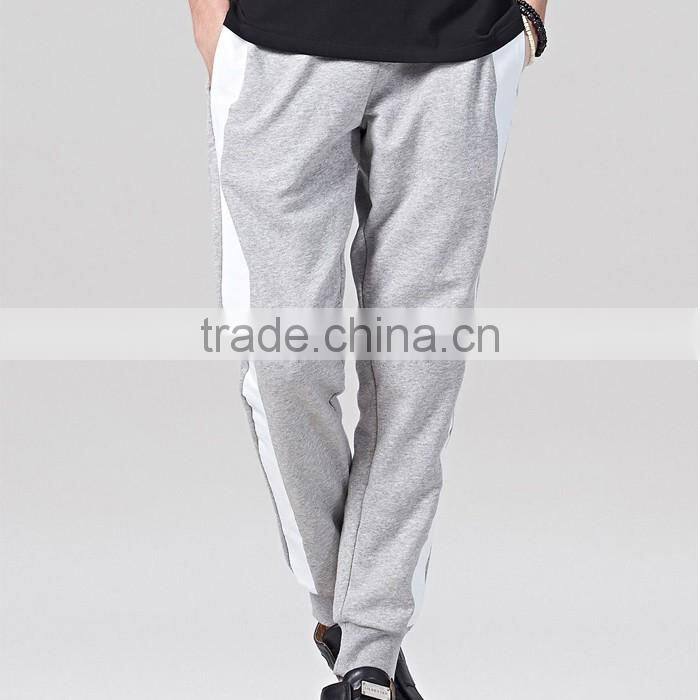 Popular wholesale classic grey and white men's paneled joggers